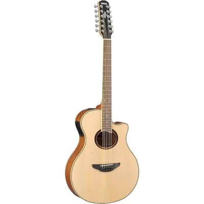 Yamaha 12 String Natural Thinline Cutaway Acoustic Electric Guitar image 2