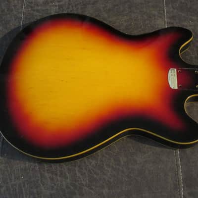 Vintage 1960s Silvertone 1418 Sunburst Semi Hollow Guitar Body Japan Teisco image 5