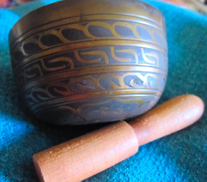 Japanese Rin Singing Bowl Cup Chime Bell with Striker - Vintage image 1