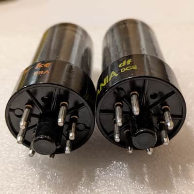6V6GTA Sylvania NOS NIB Matched Pair Tubes Gray Glass Black Plate Silver Tops Top Halo Getter image 8