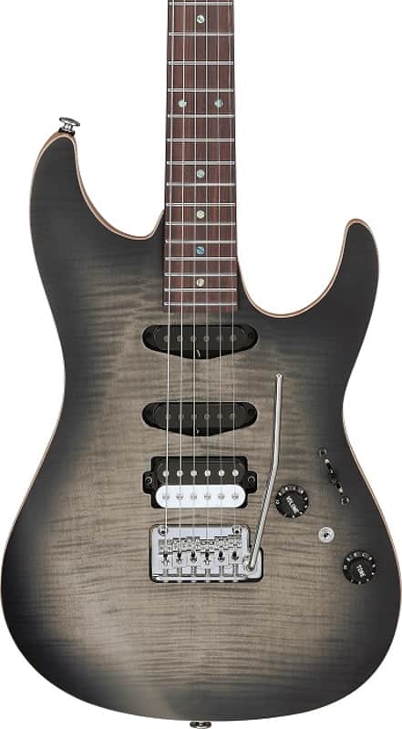 Ibanez TQM2 CUF Tom Quayle Signature Electric Guitar. Flat Charcoal Black Burst with Case image 1