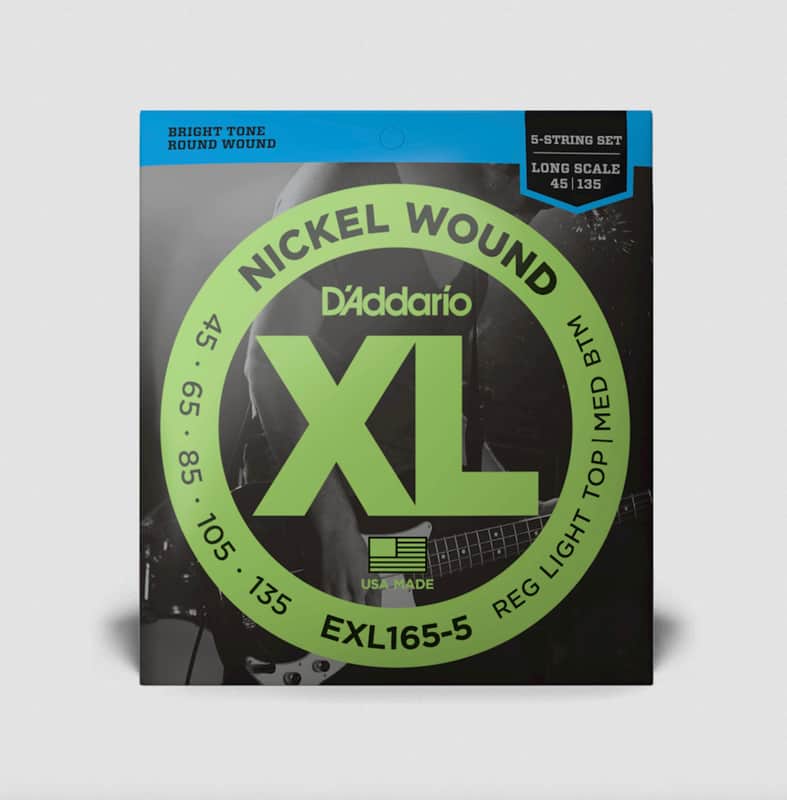 D'addario EXL165-5 Regular Light Top/Medium Bottom Long Scale 5-String Bass Strings image 1