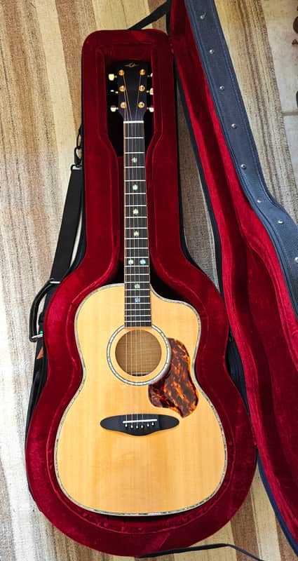 Art Davis MIEMS 00 – 2002 – Flame Maple / Sitka Spruce – Abalone Trim – Handbuilt Boutique image 1