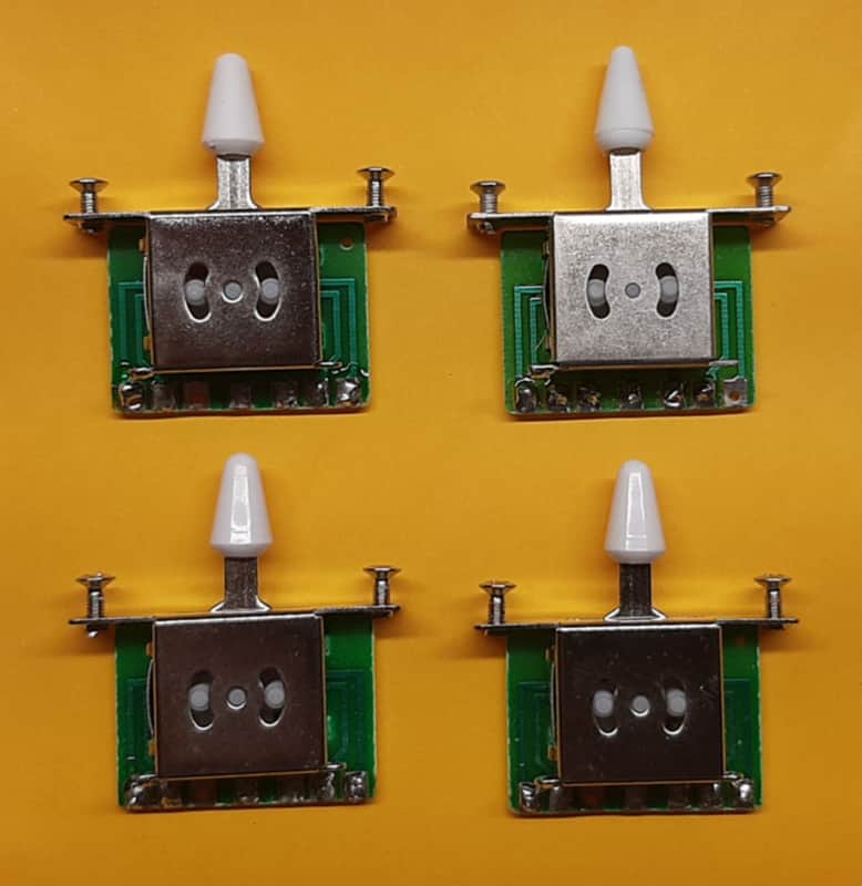 Qty 8,  5 Way Selector Pickup Switch for Guitar Strat Electric Stratocaster 2023 Silver w/ White Tip image 1