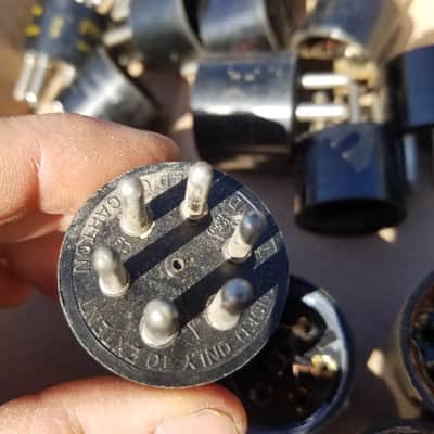 RCA etc. lot 5x 6-pin Vacuum Tube Bases UX6 U6A Hammond Leslie 1920s - 1940s - Black Bakelite image 1
