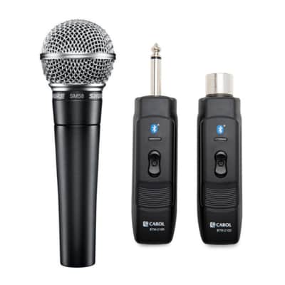 Shure SM58-LC Vocal Microphone w/ Knox Mic Bluetooth Module Adapter and Receiver image 1
