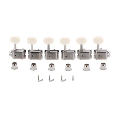 Brio ​Vintage 6-in-Line Guitar Tuners Split Shaft Machine Heads 9mm Bushing. Nickel image 2