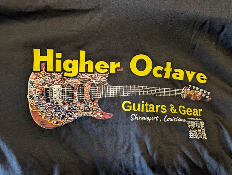 James Tyler Higher Octave guitar t shirt burning water image 1