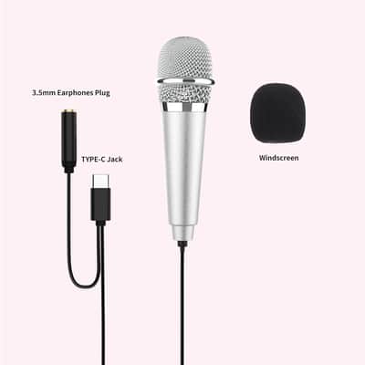 USB C Mini Karaoke Microphone for Android Phone, Laptop, Tablets Small ASMR Microphone for Voice Video Recording Singing, Vlogging, Podcasting YouTube (1 PCS Rose Golden) image 3