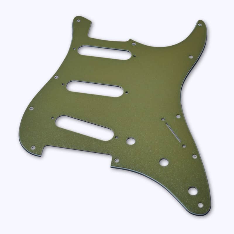 11-Hole Strat Pickguard – Artisan Series Textured Olive Drab Green for MIM & USA Modern Fit image 1
