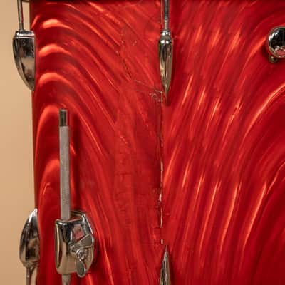 Vintage Mica-Sonic MIJ Red Satin Flame Drum Set image 11