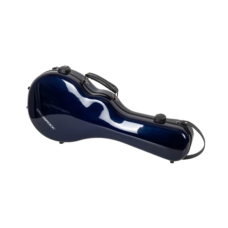 Crossrock Air Carbon Mandolin Case for F-Style (Fits Gibson F5) | Gloss 3K Carbon Weave Finish in Sapphire Blue, TSA Lock, Backpack Straps, Dust Cover – Elite Flight Case image 1