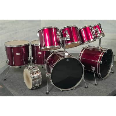 Used Tama Rockstar DX 9pc Drum Set Dark Red MIJ - Good image 2
