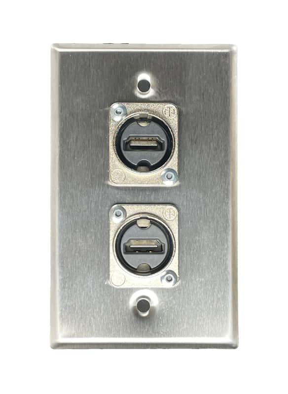 PROCRAFT SPL-2NHDMI-SS 1 Gang Stainless Steel Wall Plate Loaded w/ 2) Neutrik HDMI Feed/Pass Thru image 1