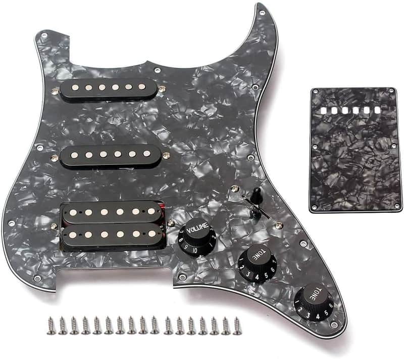 Electric Guitar Pickguard 3-ply Loaded Prewired Humbucker Pickguard Pickups Set for Guitar,Black Pearl image 1