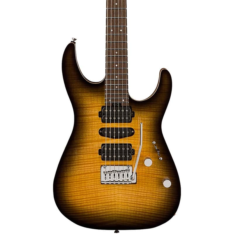 Charvel MJ DK24 HSH 2PT W Mahogany with Flame Maple Electric Guitar Regular Antique Burst image 1