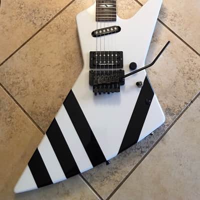 SOLD Gibson Explorer 90 Double w/HSC Matthias Jabs Scorpions Guitar white w/black stripes RARE image 1