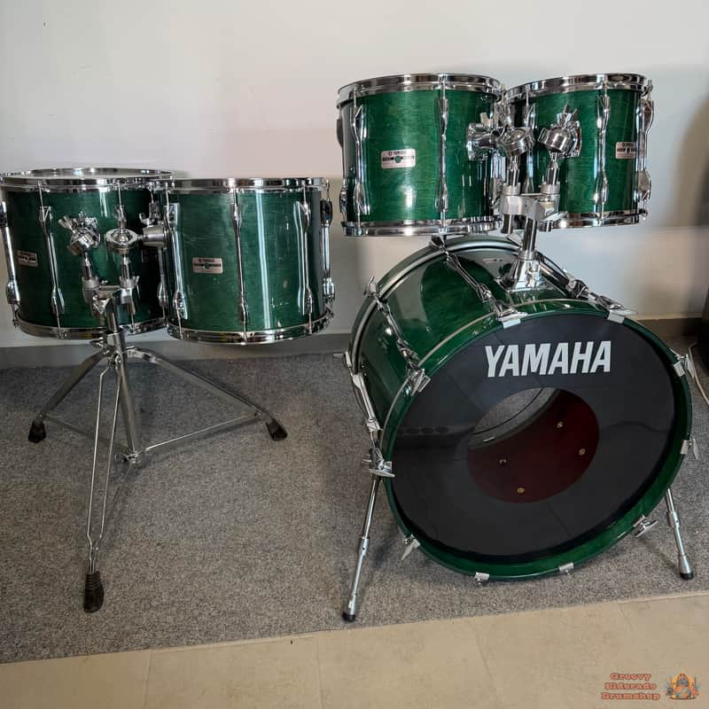 Yamaha Recording Custom 22,10,12,14,15 Drum Kit 1990s - Deep Aqua image 1