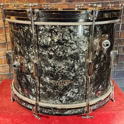 Vintage 1960s Rogers Spotlight 20x14" Kick Drum Black Pearl Wrap image 1