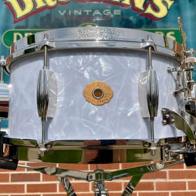 Slingerland Gene Krupa Limited Edition Radio King 6.5x14 Solid Maple Snare Drum White Marine Pearl image 12