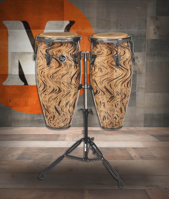 Latin Percussion LP Aspire 10 - 11" Conga Set - Oak Havana Cafe  w/ Stand (LPA646-HC) image 1