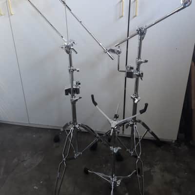 DW, Roland, Gibraltar - DW Flat Snare Stand, 2 x Roland Cymbal Boom/L-Rod stands, Gibraltar Cymbal Clamp - Silver image 12