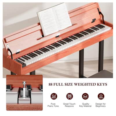 88 Key Weighted Keyboard Piano with Thick Triangular Metal Stand Beginner Digital Piano Full Size Heavy Hammer Weighted Action Electric Piano Keyboard with Bluetooth & MIDI Black image 2