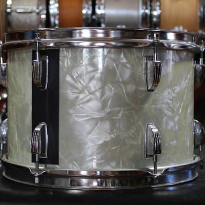 00s Lawton Drum Company 8x12 Tom and 16x16 Floor Tom in White Marine Pearl image 4