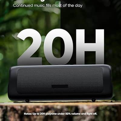 Bluetooth Speaker with HD Sound, Portable Wireless, IPX5 Waterproof, Up to 20H Playtime, TWS Pairing, BT5.3, for Home/Party/Outdoor/Beach, Electronic Gadgets, Birthday Gift (Black) image 3