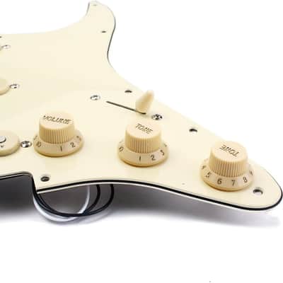 Prewired Loaded Pickguard, Pickguard Guitar 3-Ply SSS Prewired Loaded Pickguard with Alnico V Pickups Kit Humbucker Pickups for Stratocaster/Strat Electric Guitars Replacement Parts (101A) image 6