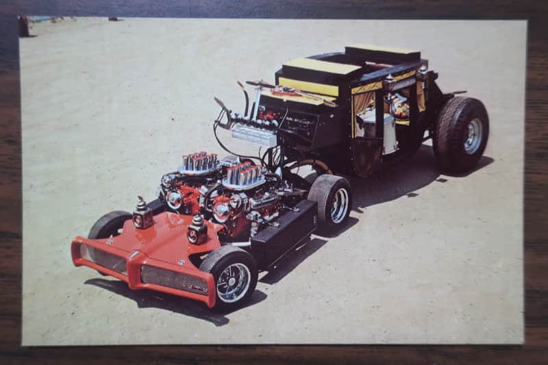 Vintage 1960s George Barris Raiders Coach Postcard Hot Rod Car Cult Vox Amp Memorabilia Case Candy image 1