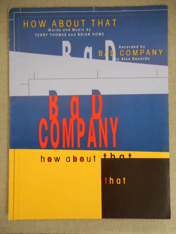 Bad Company "How About That" Sheet Music 1992 image 1
