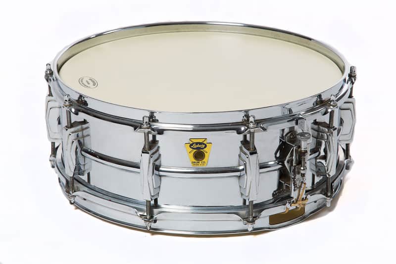 Ludwig No. 400 Super-Ludwig 5x14" Chrome Over Brass Snare Drum with Transition Badge 1958 - 1960 image 4