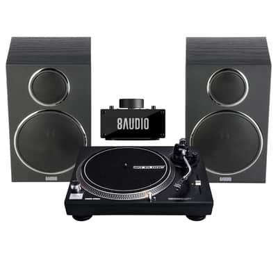 Reloop Professional Belt Drive Turntable System With AAV-8XA High-fidelity Desktop Amplifier System with Full-range Speakers (2 Items) image 1