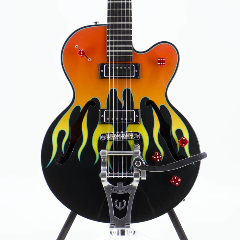 Used Epiphone FlameKat Ebony Flame Graphic Electric Guitar - Good Condition image 1