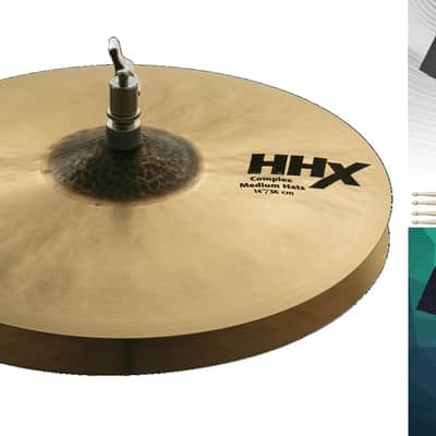 Sabian *Pre-Order* 14" HHX Complex Medium Hi-Hats Cymbals Natural Finish Bundle & Save | Made in Canada | Special Order | Authorized Dealer image 1