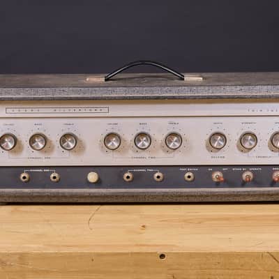 1963 Silvertone 1484 Twin Twelve Tube Amplifier Head and 2x12 Cab with original Jensen C12Q C7506 2 Speakers image 6
