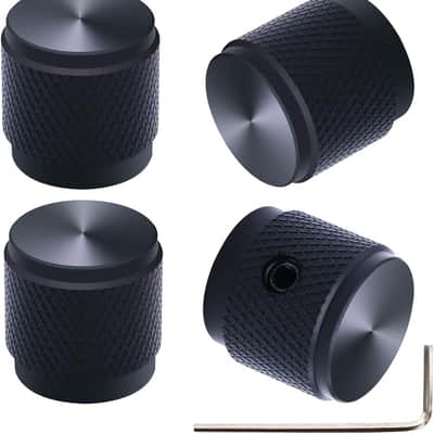 4pcs Black Guitar Knobs Aluminum Alloy Potentiometer Control Knob Volume Audio Electric Guitar Bass Knob Screw Type 17 x 16mm (d*h) KNOB-04-BK image 1