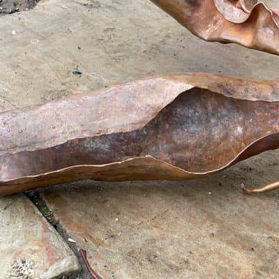 3 Custom Hammered Raw Copper Cowbells 14"-16" FX Chimes image 13