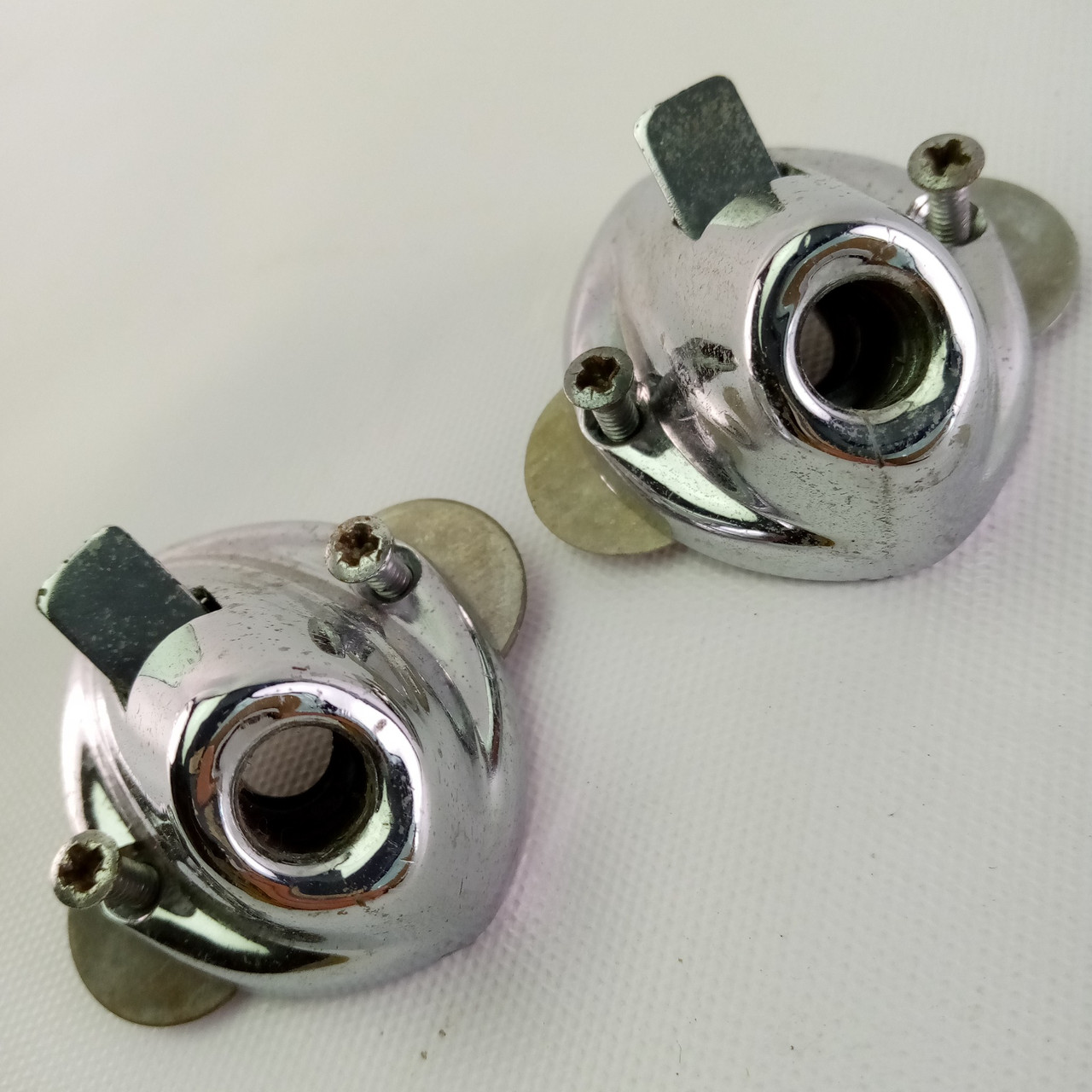 Premier Bass Drum Spur Mounts Spring-Loaded Push-Lever Chrome Vintage 60s Elite — main photograph