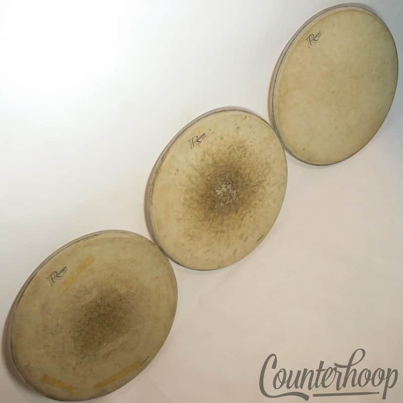 *Rogers 3x 16" Big R Floor Tom Drum Heads Vintage 70s Coated Weatherking A-1 USA image 1