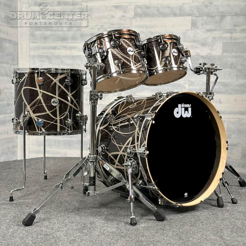 DW Collectors VLT 333 Maple 4pc Drum Set Smoke Glass Contrails image 1