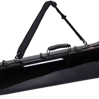 Crossrock Fiberglass Case fits for F-Trigger or Straight Trombone with removable shoulder straps-Black image 1