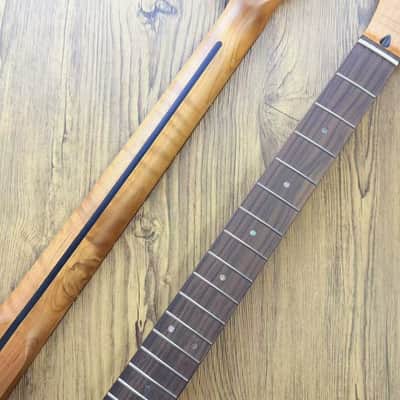 Roasted Tiger Maple Guitar Tele Style Neck, Rosewood 22 Frets Fingerboard image 5