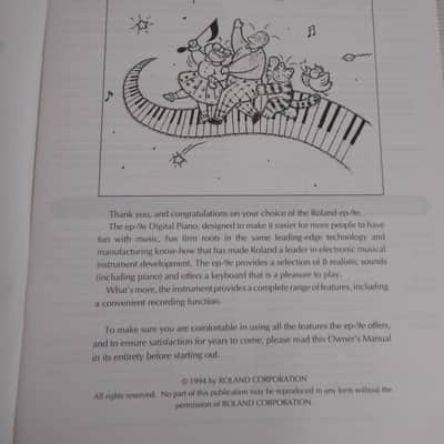 Operating Manual for Roland EP9E Digital Piano W/Music Style Disk image 3
