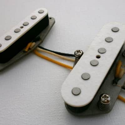 Telecaster Pickups Set WHITE Coil Tapped A2 and A5 HOT Hand Wound Fits Fender Q pickups Custom Shop Tele image 3