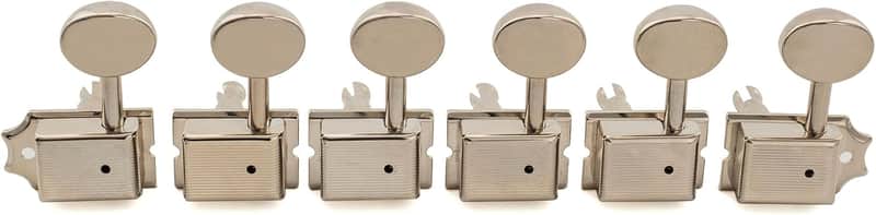 Left-Handed 6-in-line 18:1 Ratio Semi Closed Machine Heads Tuners with Oval Button Split Shaft for Electric Guitar, Nickel image 1