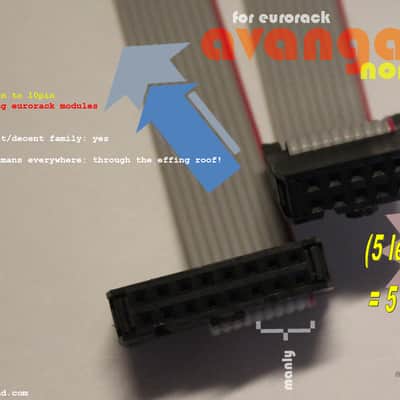 (Variety Pack of 5) • 5 lengths • 16pin to 10pin Power Connector • Eurorack Power Bus Ribbon Cable • Avantgarde Sound 2024 image 2