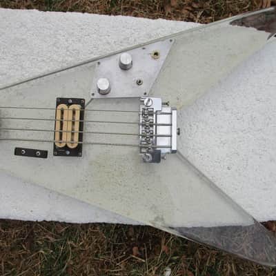 Renaissance Plexiglass Flying V Bass Guitar,  Late 1970's, Clear See Thru Body, Rare image 2