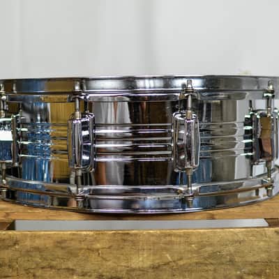 1970s Pearl 5x14 "Jupiter" B-4514 Chrome Over Brass Snare Drum image 4